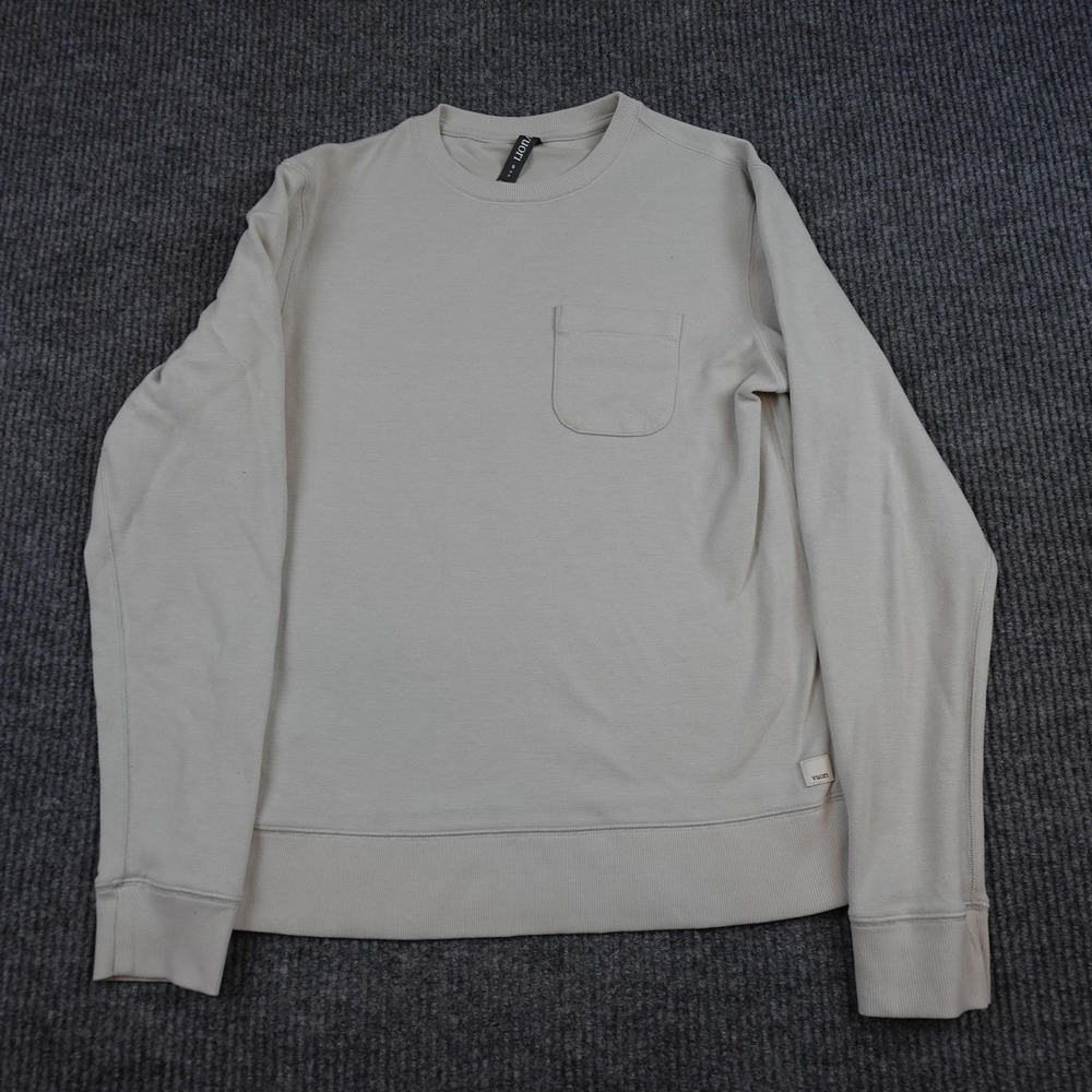 Vuori Jefferys 2.0 Crewneck Sweatshirt Mens Small Beige Knit Pullover